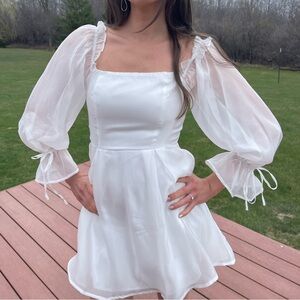 Darling Image White Chiffon Ruffled Off-the-Shoulder Mini Dress - worn once